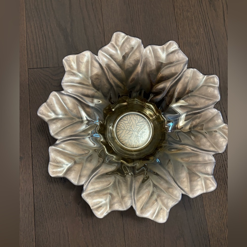 Pottery Barn bronze sunflower accent bowl 15” new in box View